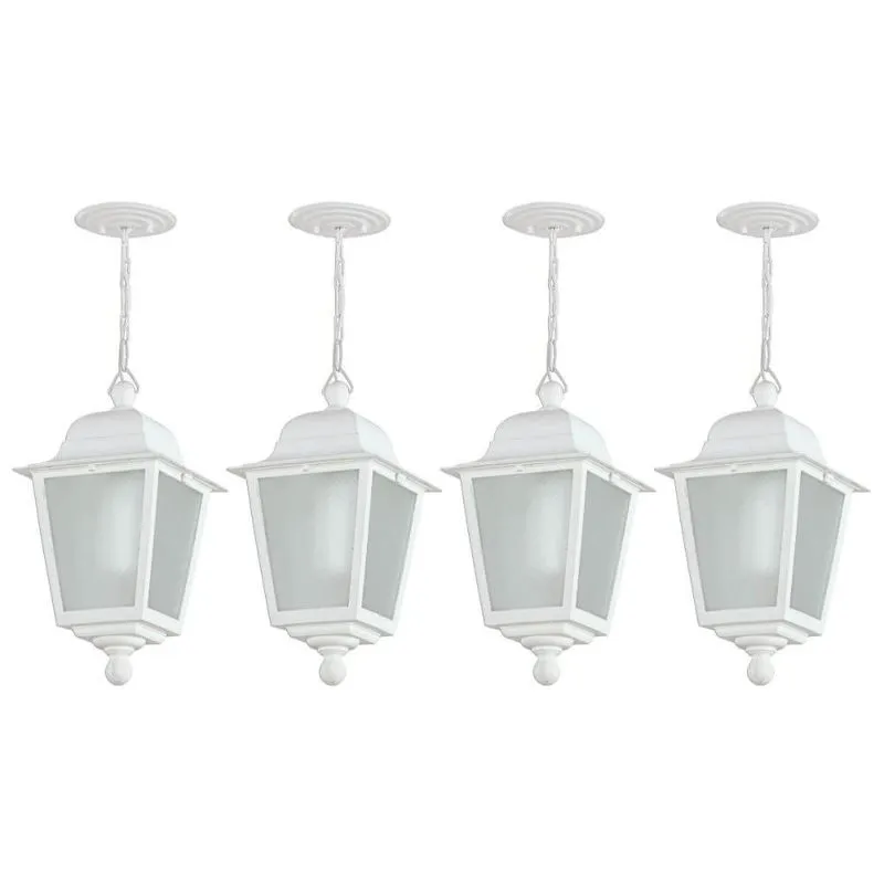 Kit 4 Luminárias Brancas Pendentes Elegante com Lente Fosca Termoplástico Dital