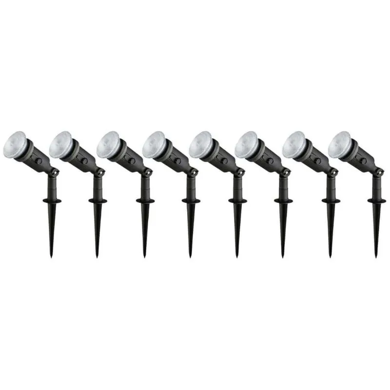 Kit 8 Luminárias Espeto para Jardim Preto Projetor Iluminaçã