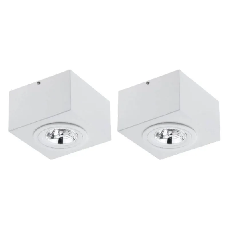 Kit 2 Spots Luminárias Plafon Teto Sobrepor Branco Aluzinco Gu10 13cm Box Dital