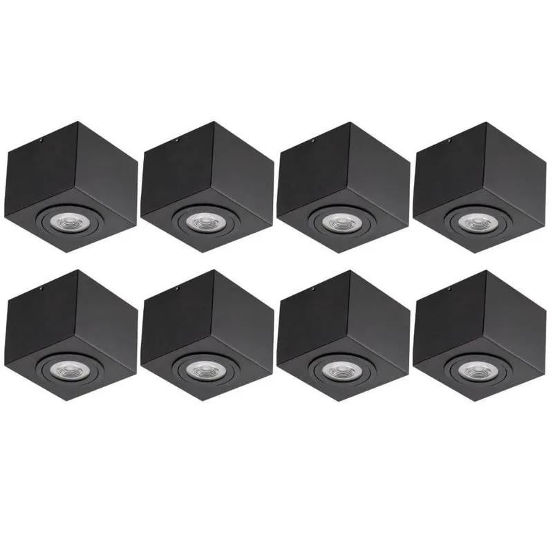 Kit 8 Luminárias Plafon Quadradas de Soprepor PAR30 17cm Box Preto Dital 11w Bivolt