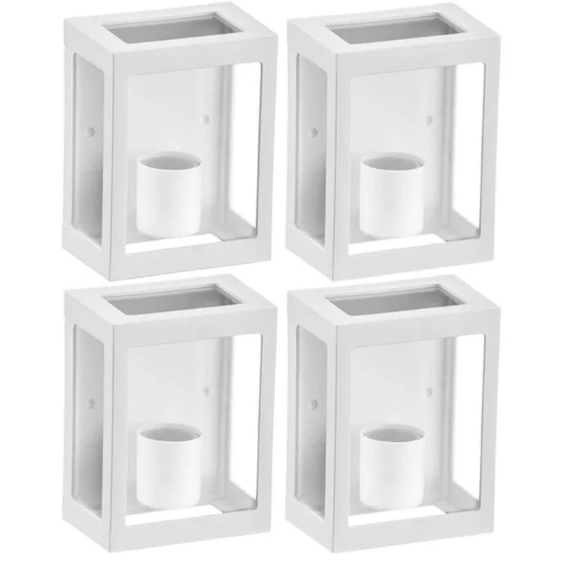 Kit 4 Arandelas de Parede Grade Aberta Branca Termoplástico E27 Lente Transparente Dital Interna e E