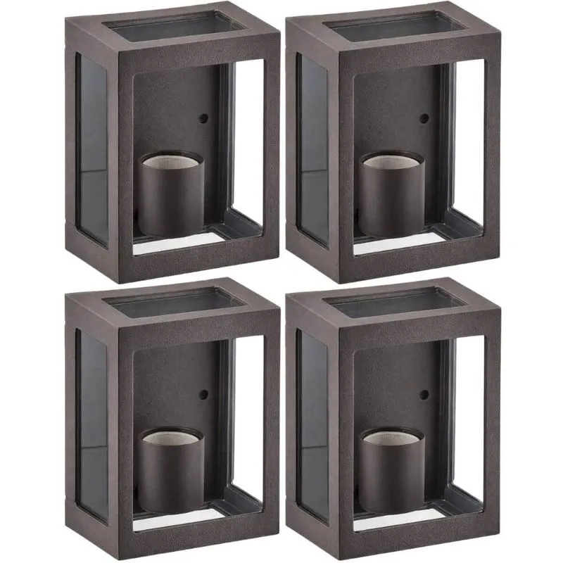 Kit 4 Luminárias de Parede Arandelas E27 Quadradas Externas Internas Dital Termoplástico Marrom