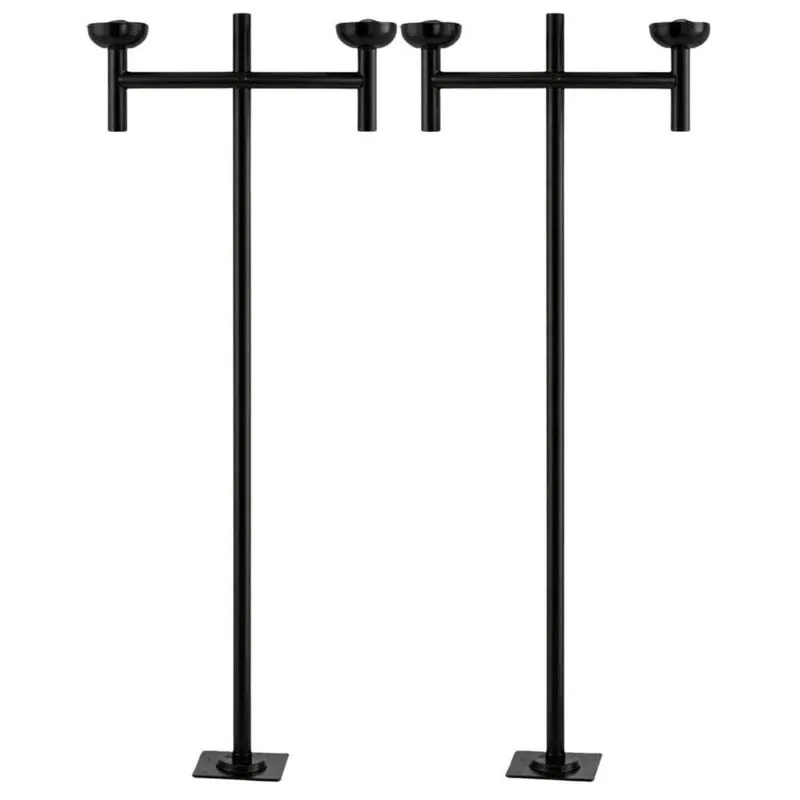 Kit 2 Postes Duplos para Praça Jardim Preto 2,2m em Alumínio Global Dital sem Globo