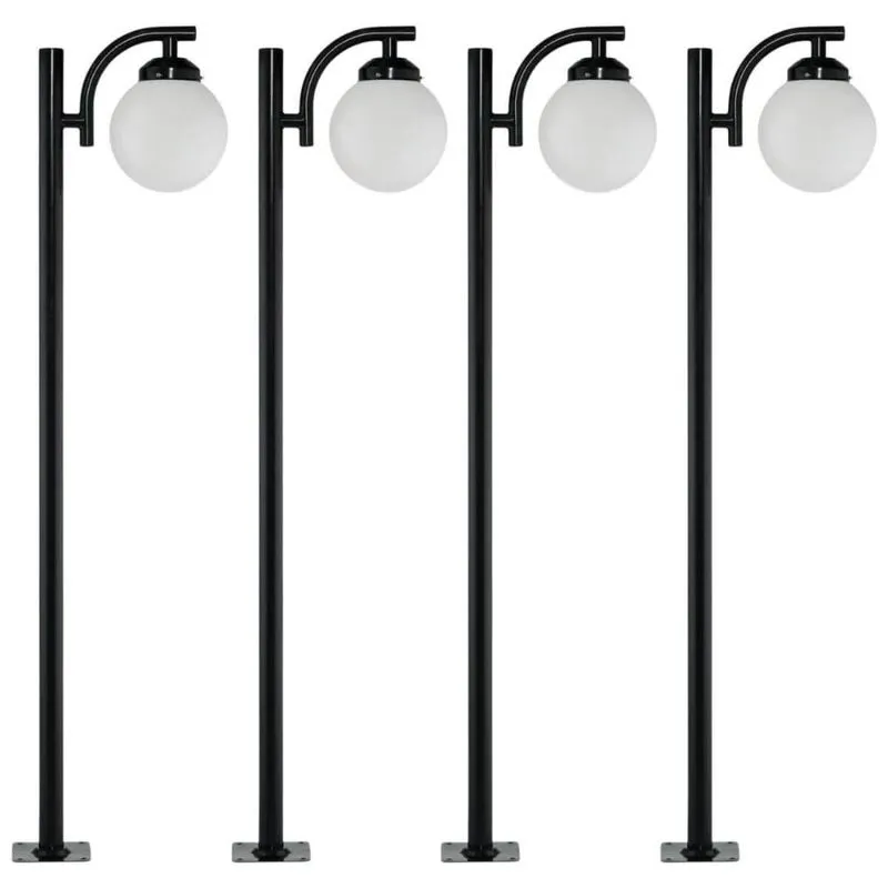 Jogo 4 Postes Luminárias Preto Alumínio SEM Globo 2m Global Dital Praça Jardim
