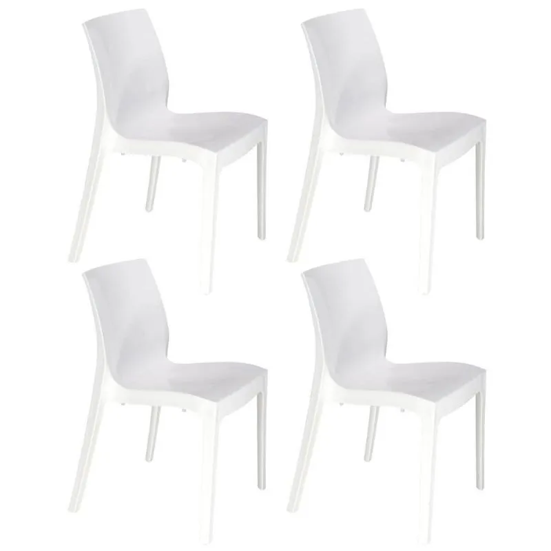 Kit 4 Cadeiras Plástica Branca Tramontina Área Gourmet Cozinha Restaurante Summa Alice