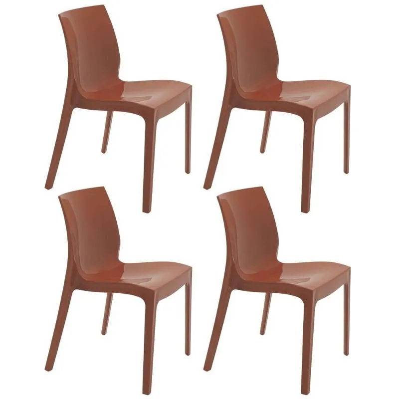 Conjunto 4 Cadeiras Terracota Plástica Tramontina Alice Summa Brilho Jantar
