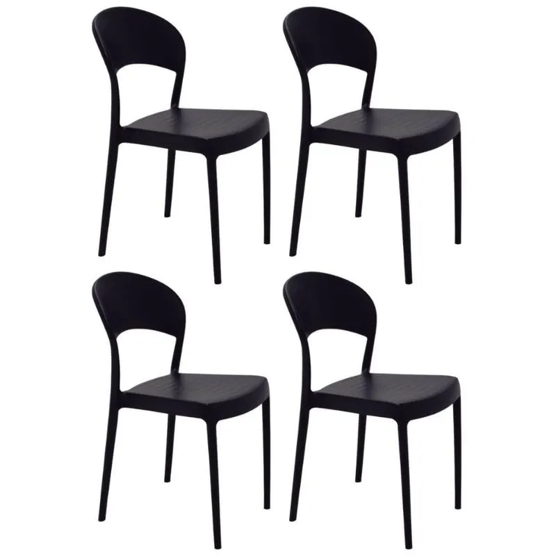 4 Cadeiras Plásticas Preta Summa Sissi Eco Tramontina 182 kg Encosto Fechado