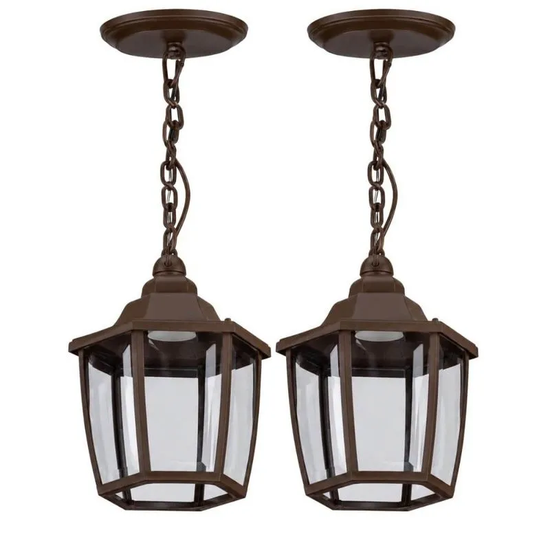 Jogo 2 Luminárias Pendentes E27 Marrom Aberta Heritage Teto Varanda Área Gourmet Elegante