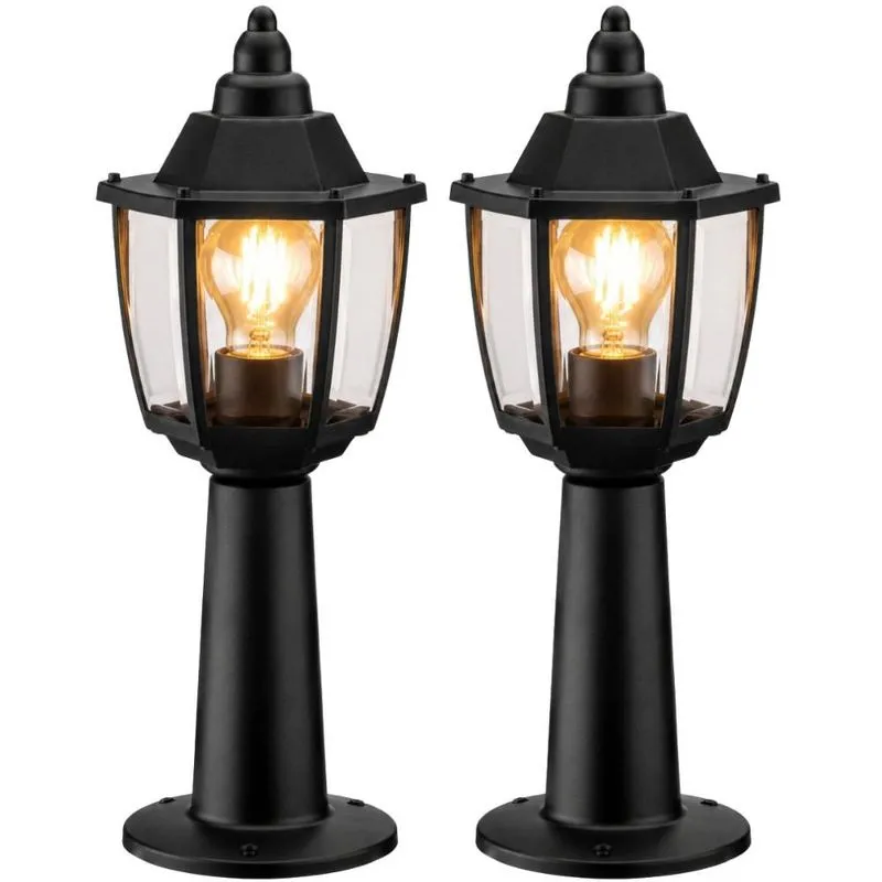2 Balizadores de Chão Preto Dital Heritage 43cm Área Externa Jardim Escada Piso Calçada