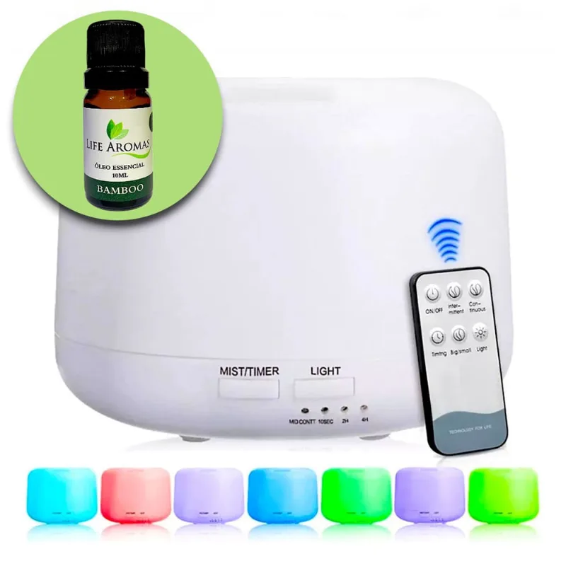 Difusor Aromatizador Umidificador De Ar E Óleos Essenciais + Oleo Bambo Premium