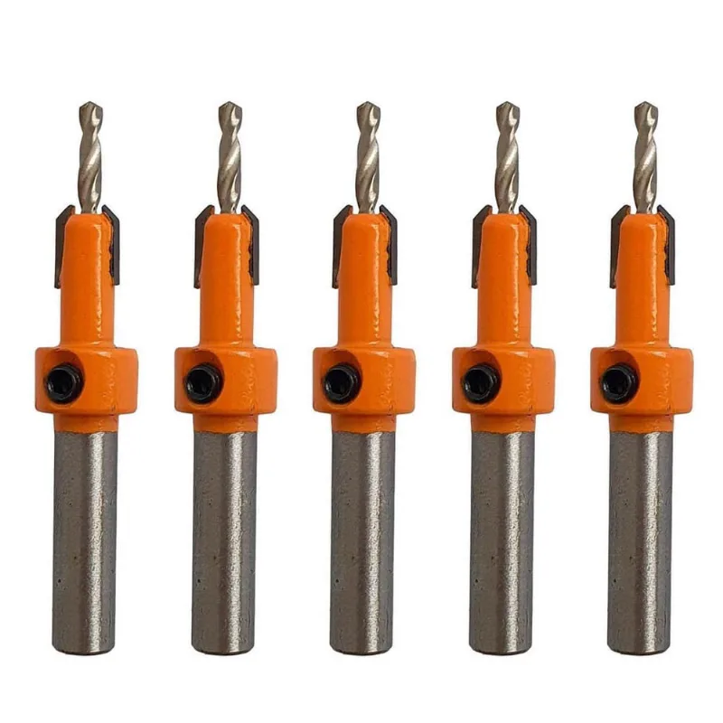 Kit 5 Broca Com Escareador 3Mm X 8Mm Para Rebaixo Em Madeira