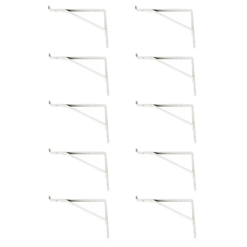 Kit 10 Cantoneiras Mão Francesa Reforçada Branco 15x10cm
