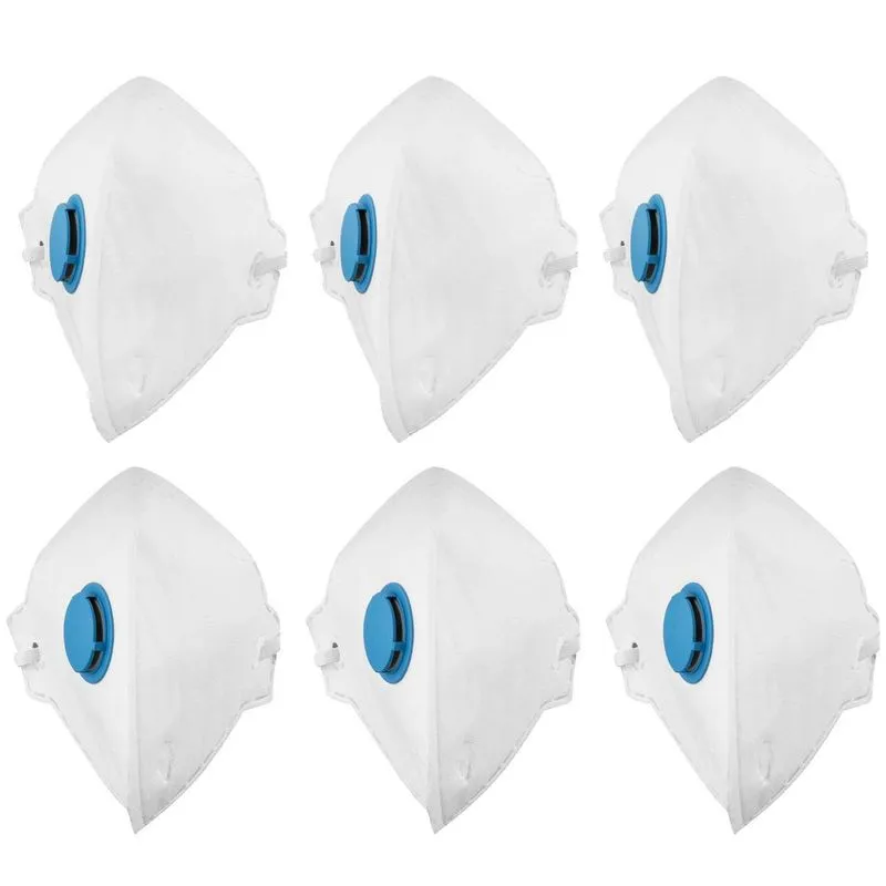 Kit 6 Máscaras Respirador Dobrável Semi Facial Válvula Pff1