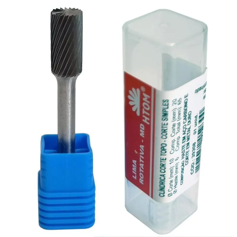 Lima Rotativa Cilíndrica 10 X 20mm Corte No Topo Metal Duro