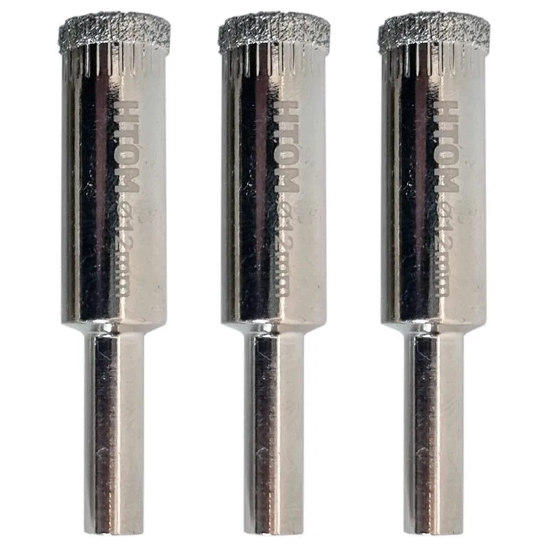 Kit 3 Serras Copo Diamantada 12mm Porcelanato Cerâmica Vidro