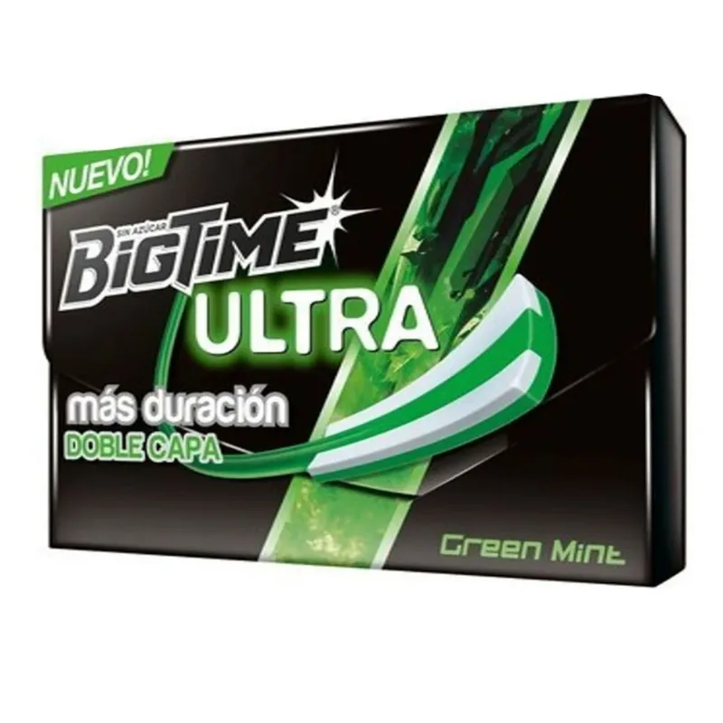 Chicles Bigtime Ultra Green Mint 24 g 12 un.