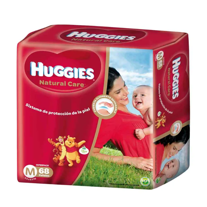 PaØales Descartables Huggies Natural Care Hiper Pack 68 U Pañales Descartables Huggies Natural Care Hiper Pack 68 U