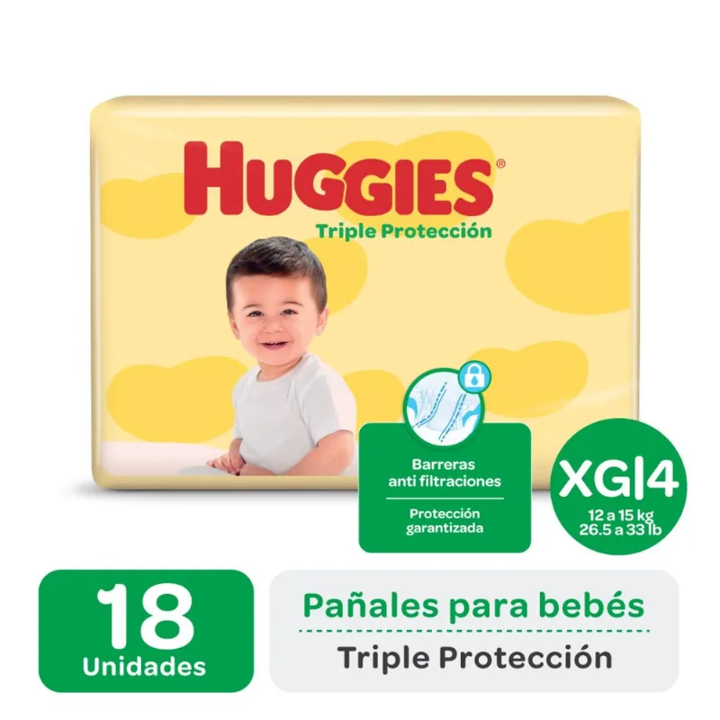 Pañales Huggies classic talle XG 18 u.