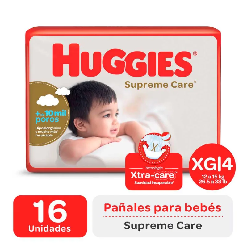 Pañales Huggies Supreme Care Xg X16un