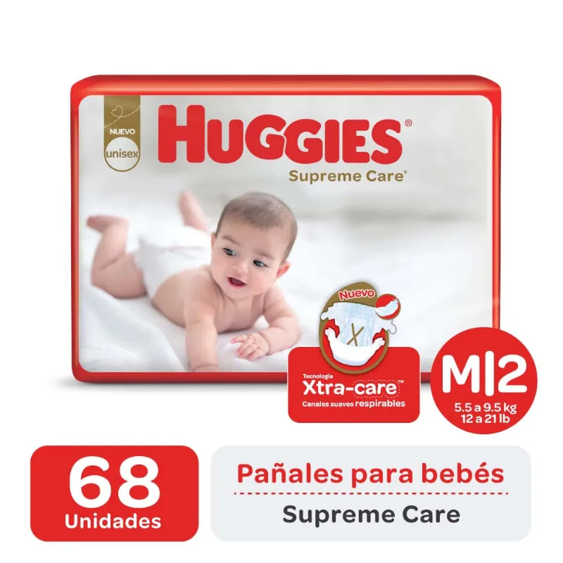 Pañal Huggies Supreme Care M X68un