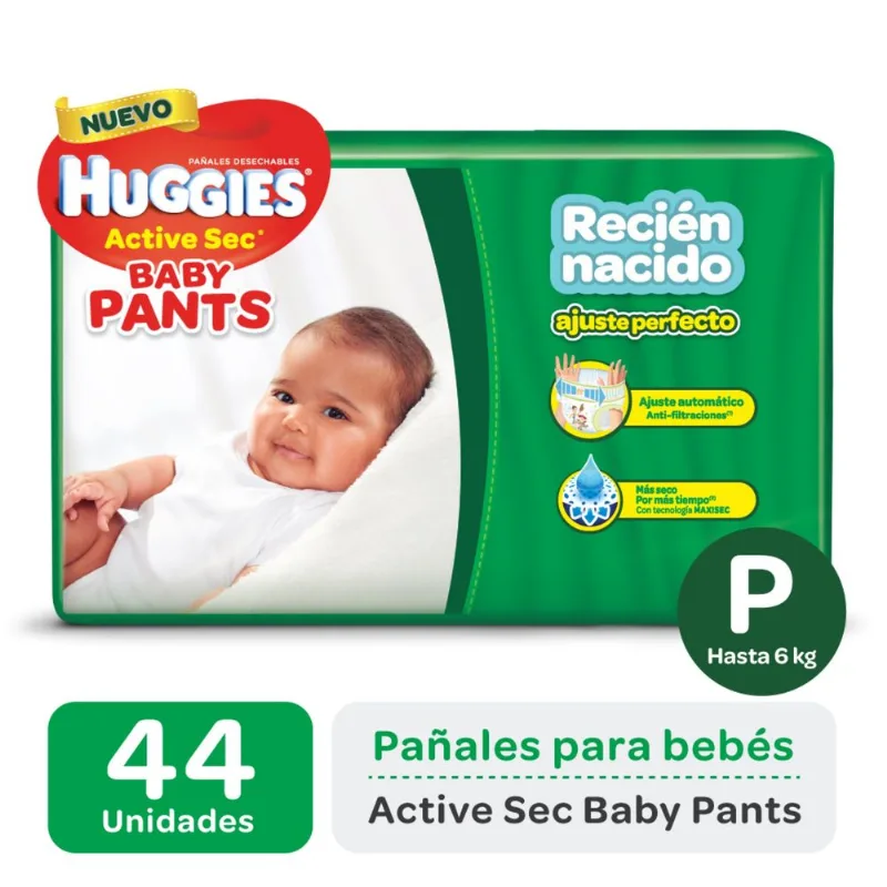 Pañales baby pants talle P Huggies active sec x 44 uni