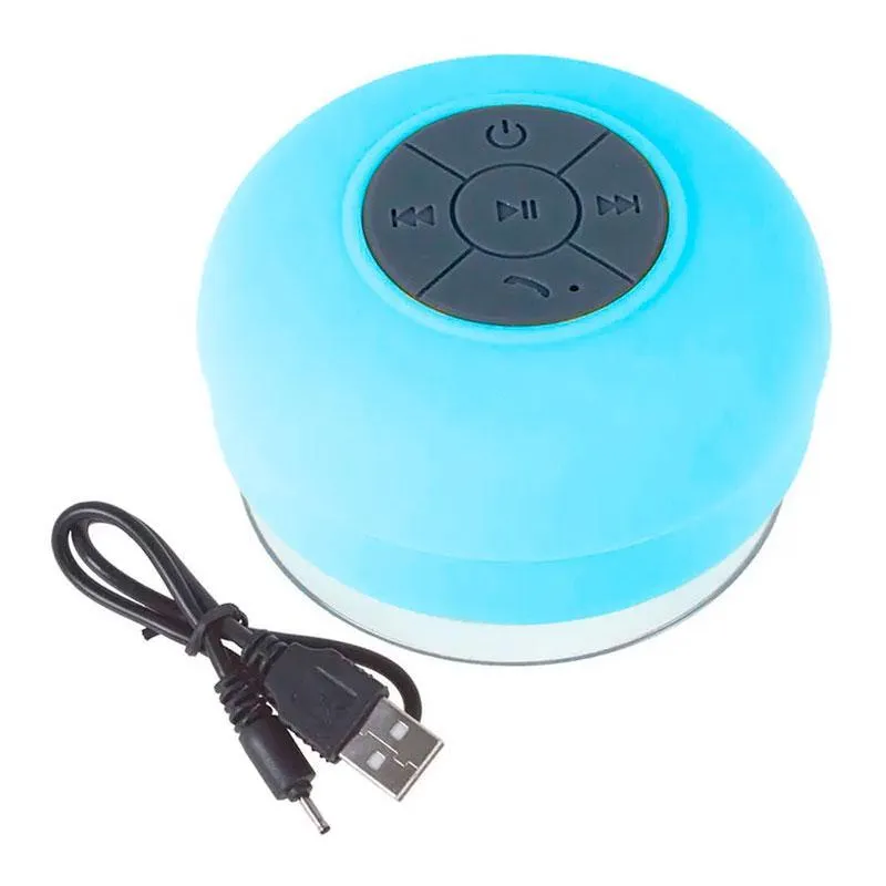 Mini Caixa De Som À Prova D'água Bluetooth Usb Azul Ciano