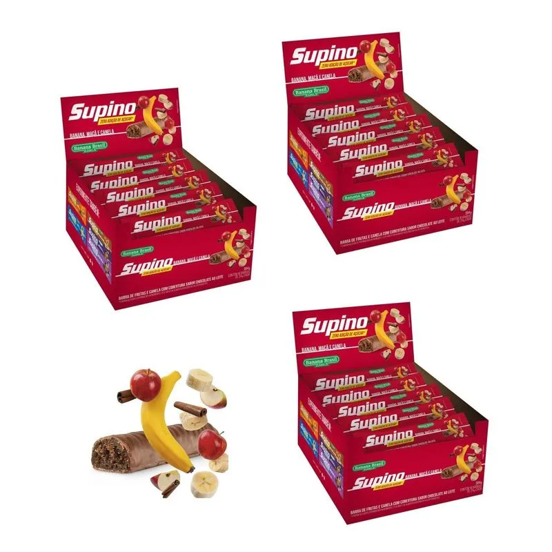 Kit 3 Caixas Supino Zero Banana Maçã E Canela 16 Un De 24g