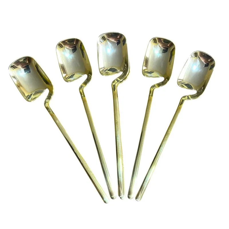 Kit 12 colheres Sobremesa Suspensa Dourada Plástico 14cm