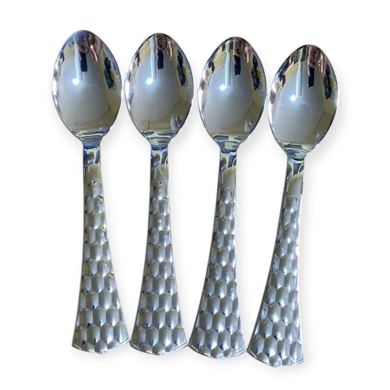 Kit 12 Colheres Sobremesa Prata Plástico Descartável 13.8cm