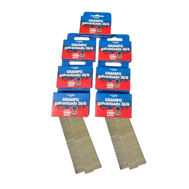 Kit 100Mil Grampos Galvanizados 26/6 Para Grampeadores