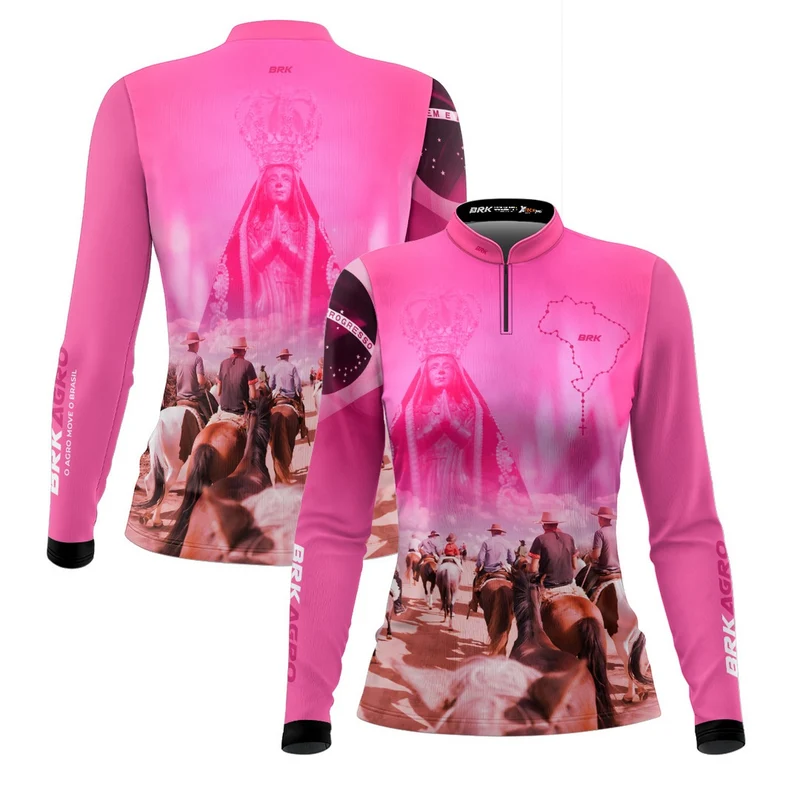 Camisa Agro Feminina Brk Cavalgada Devota Nossa Senhora com UV50+ G2