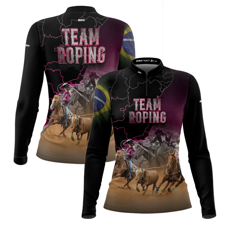 Camisa Agro Feminina Brk Team Roping Brasil 2 com Proteção Solar UV50+ M