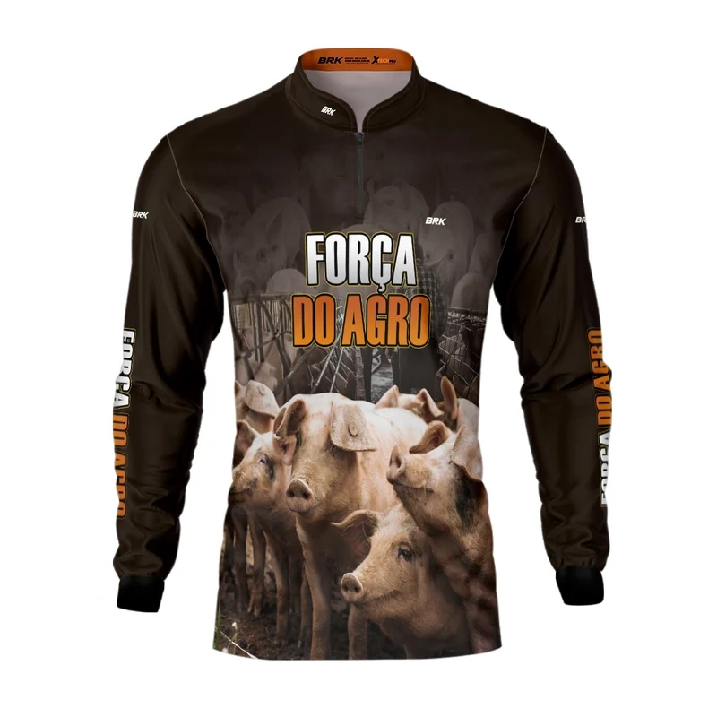 Camisa Agro Brk A Força do Agro Produtor de Suínos com UV50+ M