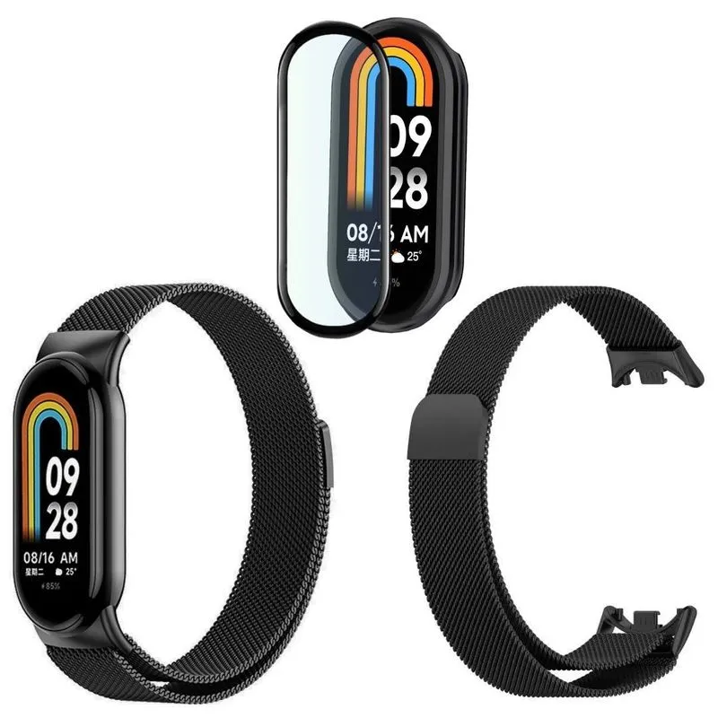 Pulseira Metal Magnética Para Xiaomi Mi Band 8 + Pel. 3d