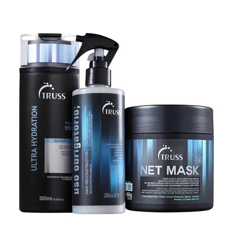 Kit Truss Ultra Hydration Shampoo 300ml + Uso Obrigatório 260ml + Net Mask 550g