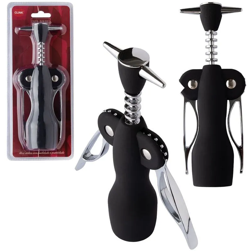 Abridor de Vinho Saca Rolha Metal Plástico - Clink