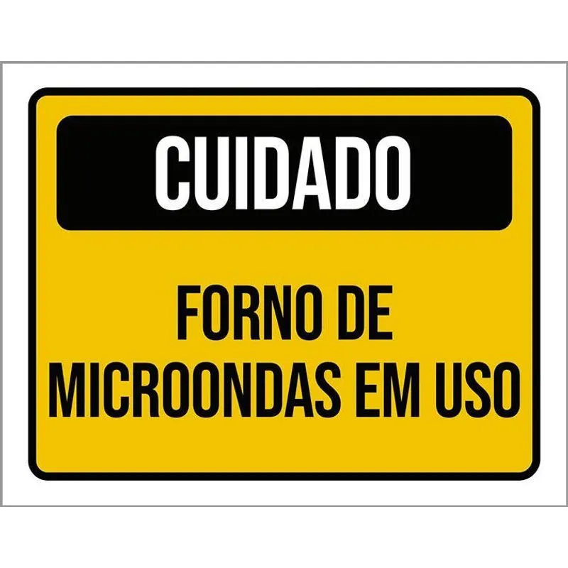 Placa Cuidadoforno De Microondas Em Uso 36x46