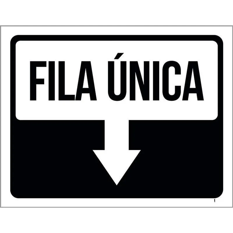 Placa Sinalização - Seta Fila Única 36x46