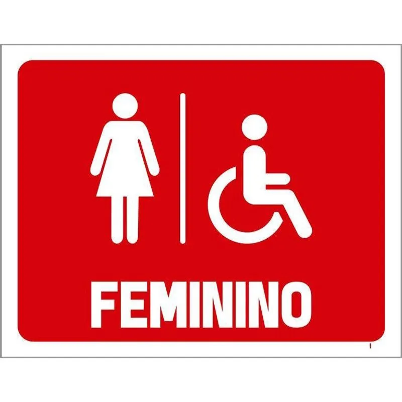 Placa De Banheiro - Feminino Acessibilidade Deficiente 36X46
