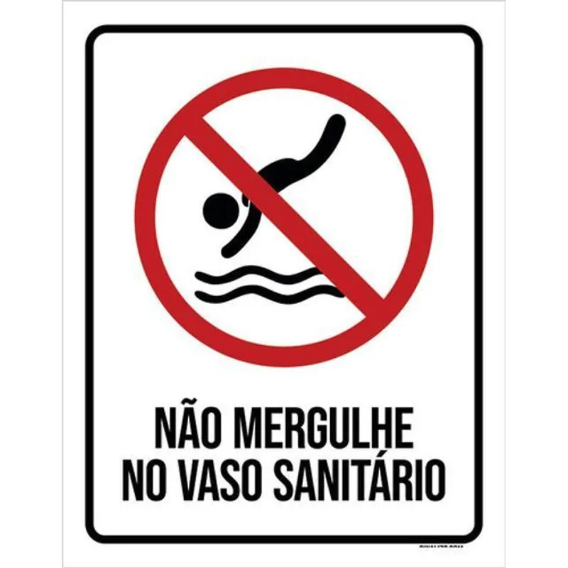 Kit 3 Placas Sinalização - Não Mergulhe Vaso Sanitário