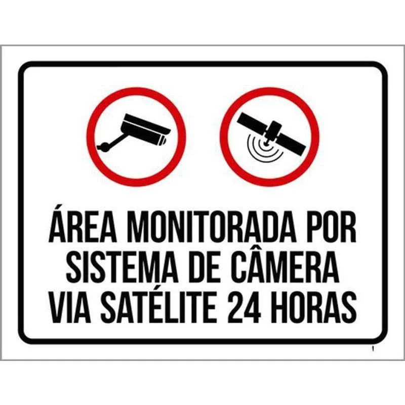 Kit 3 Placas Área Monitorada Câmera Satélite 24 Horas