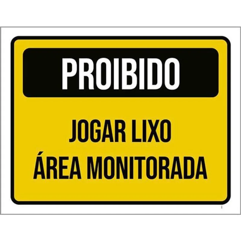 Kit 3 Placas Sinalização Proibido Jogar Lixo Área Monitorada