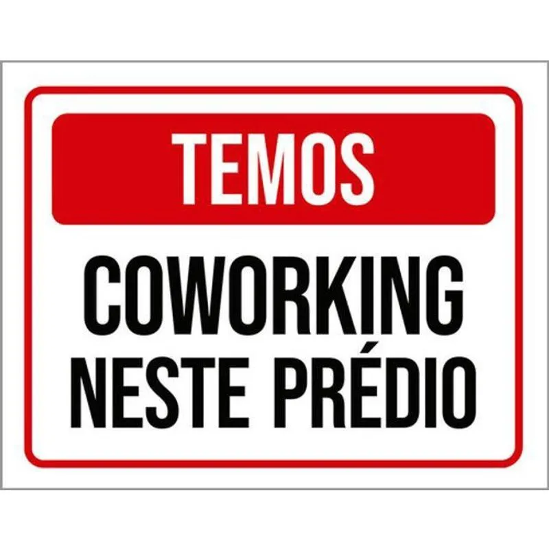 Kit 3 Placas Sinalização - Temos Coworking Neste Prédio