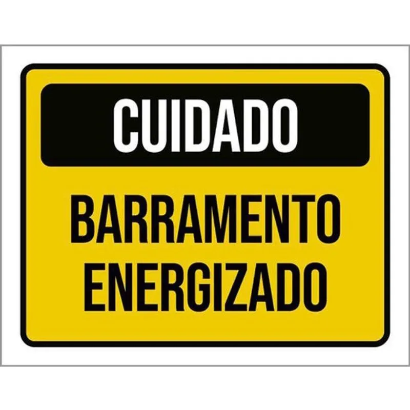 Kit 3 Placas Sinalização - Cuidado Barramento Energizado