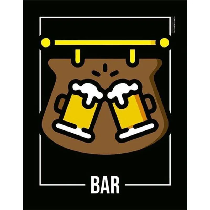 Kit 3 Placas Desenho - Bar