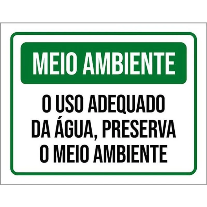 Kit 3 Placas Meio Ambinte Uso Adequado Água Preserva