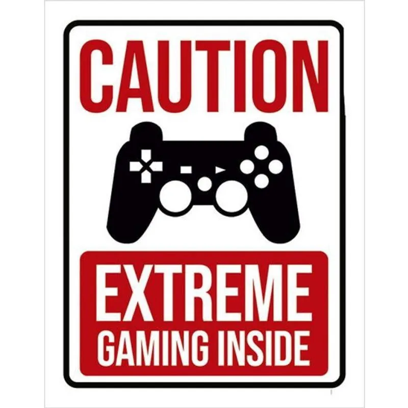 Kit 3 Placas Decorativa - Caution Extreme Gaming Inside Ps