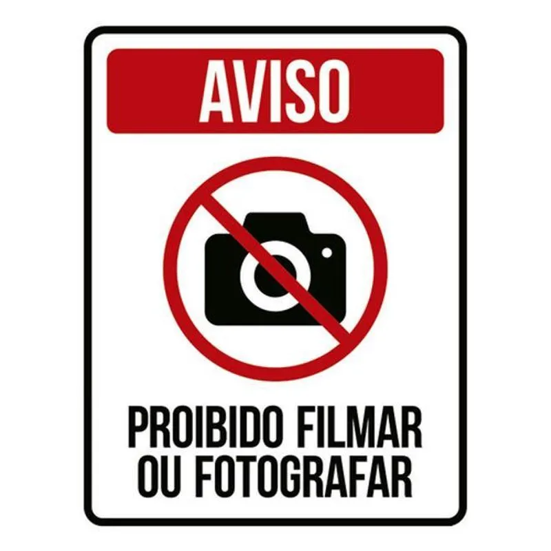 Kit 3 Placas Aviso Proibido Filmar Fotografar Ícone