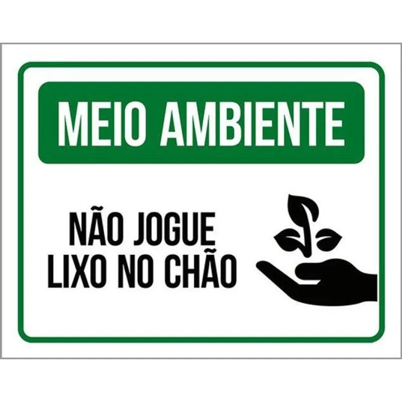Kit 3 Placas Meio Ambiente Não Jogue Lixo No Chão Verde