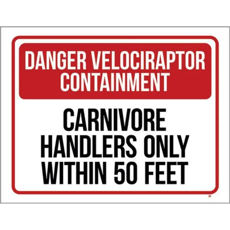 Kit 3 Placas Danger Velociraptor Containt